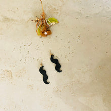 Load image into Gallery viewer, Mexican Western Cowboy Moustache Polymer Clay Black Earrings