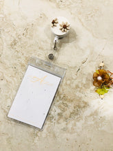 Load image into Gallery viewer, Polymer clay floral badge holder with plastic ID Holder