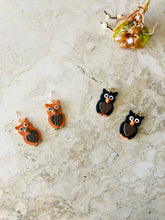 Load image into Gallery viewer, Unique Owl Earrings, Cute Owl Earrings, Brown Owl Jewelry, Animal Earrings, Polymer Clay Earrings, Polymer Clay Jewelry, Funny Owl Costume