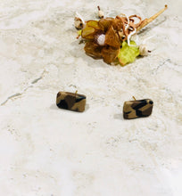 Load image into Gallery viewer, Handmade Polymer Clay Statement Earrings/ Pink Leopard Stacked Dangles- So fun and lightweight!