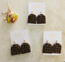 Load image into Gallery viewer, Dar brown polymer clay modern pendants for presents