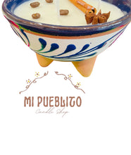 Load image into Gallery viewer, Cazuelita Cafe de la Olla Candle | Mexican Holiday Candle | Natural Soy Wax Blend | Inspired Candle Clay Container | Espiga Salsera Candle