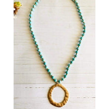 Load image into Gallery viewer, Beaded Round Pendant Necklace - Turquoise - Necklaces

