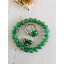 Load image into Gallery viewer, Natural Stones Set of 3 Crystal Green Stretchable Bracelet 
