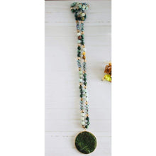 Load image into Gallery viewer, Mint and Green Beaded Necklace with Circular Green Pendant -

