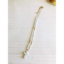 Cargar imagen en el visor de la galería, Precious White Beaded Cross Pendant Necklace - Necklaces
