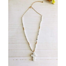 Cargar imagen en el visor de la galería, Precious White Beaded Cross Pendant Necklace - Necklaces
