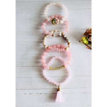 Cargar imagen en el visor de la galería, Rose Beaded Natural Stones Necklace and Bracelet Set - Sets
