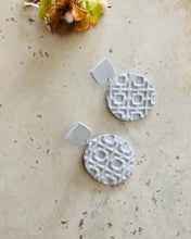 Load image into Gallery viewer, Stylish polymer clay silver earrings best pieces
