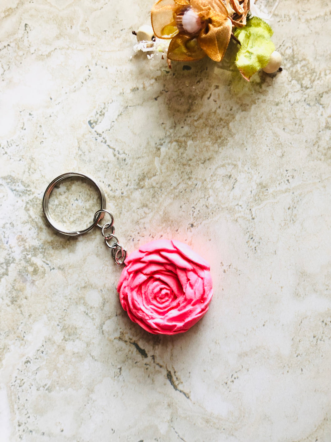 Rose shape keychain brand AZUCENA