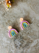 Load image into Gallery viewer, polymer clay arch rainbow cake pendants 
