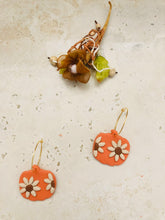 Load image into Gallery viewer, PUMPKIN | Floral Pumpkin Earrings | Polymer Clay Earrings | Fall Clay Earrings | Fall Daisy Pendants | Soft Colours | Pumpkin Earrings
