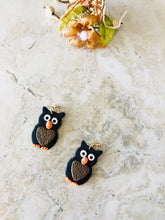 Load image into Gallery viewer, owl earrings polymer clay sculpey handmade
