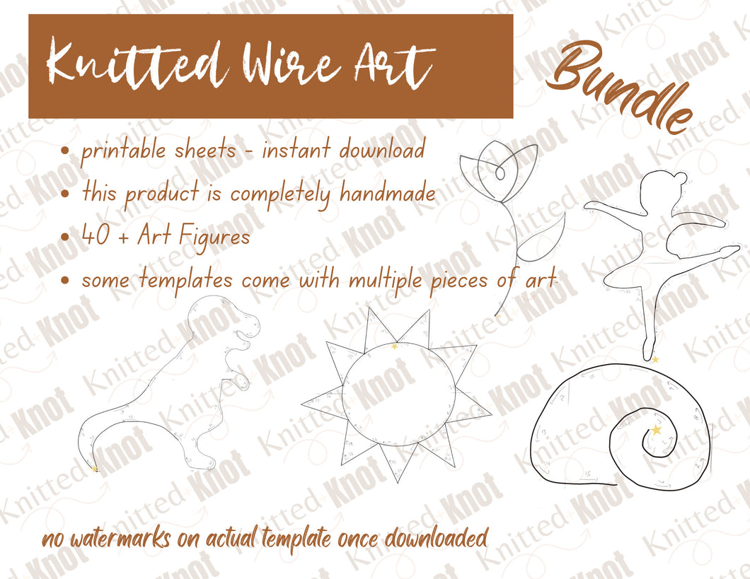 Knitted Wire Art Template Bundle, 40+ Figures, Instant Digital PDF Download, Drawings Figures PDF Download, Shapes Templates for Wall Decor